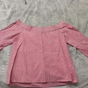 Pink striped off the shoulder top